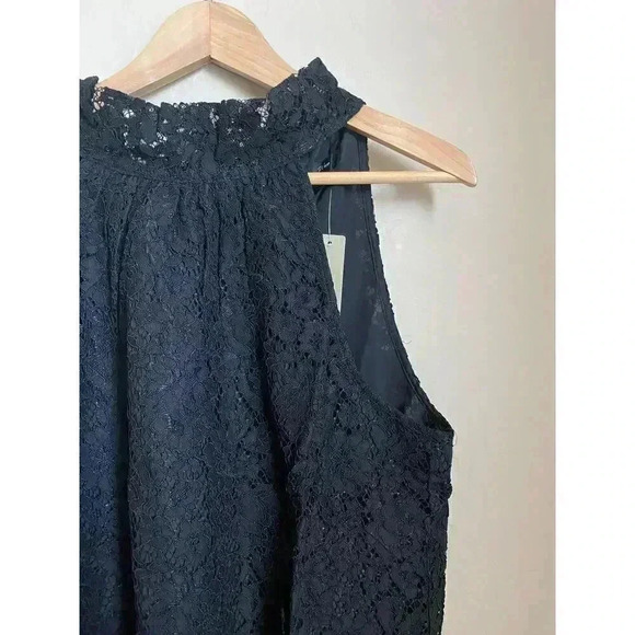 J. Crew Tie-neck‎ Top in Lace Black Size Medium - Picture 5 of 16